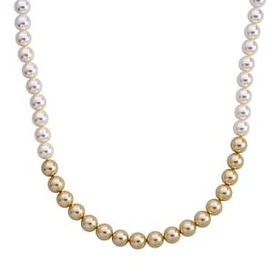 Golden to White Color Shell Pearl Necklace (20 Inches) in Silvertone