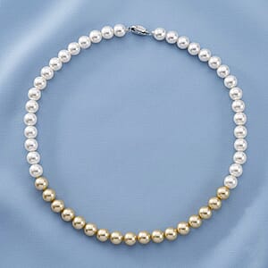Golden to White Color Shell Pearl Necklace (20 Inches) in Silvertone