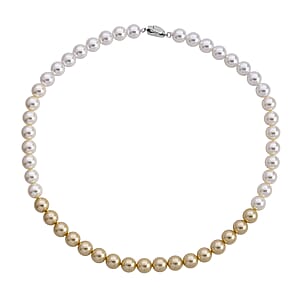 Golden to White Color Shell Pearl Necklace (20 Inches) in Silvertone