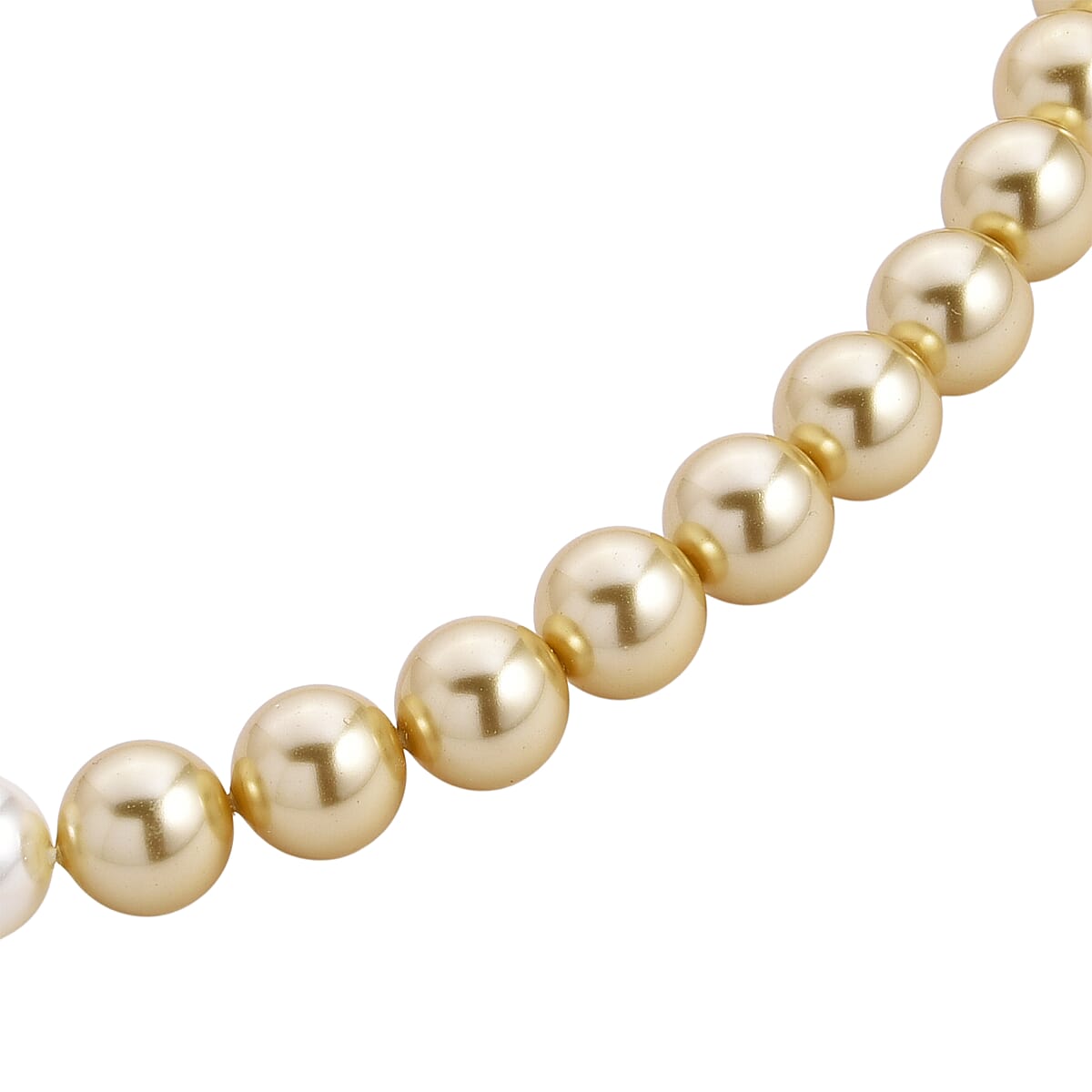 Golden to White Color Shell Pearl Necklace (20 Inches) in Silvertone image number 4