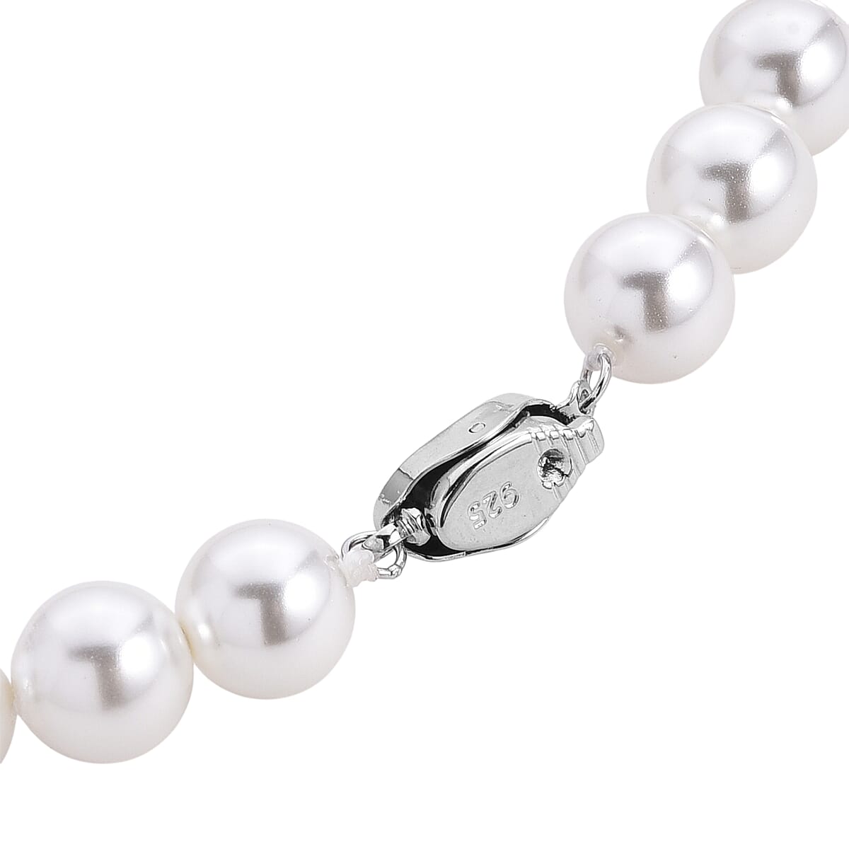 Golden to White Color Shell Pearl Necklace (20 Inches) in Silvertone image number 5