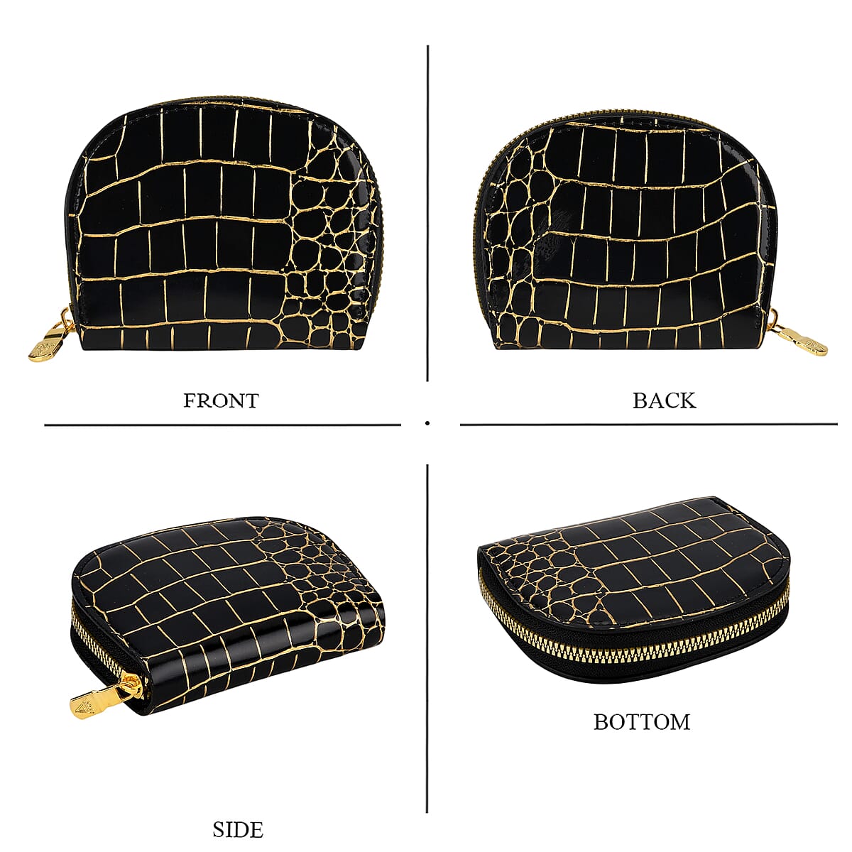 La marey Black Crocodile Pattern Faux Leather Wallet and 2pcs Card Bag image number 3