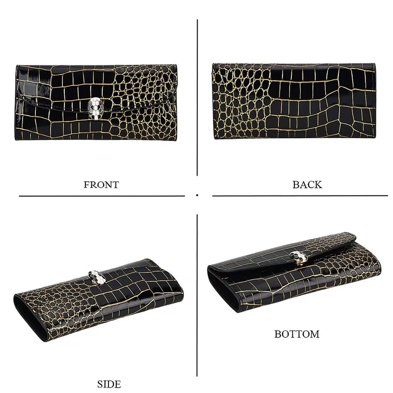 La Marey Black Crocodile Faux Leather 3pcs Giftbox, Ladies Wallet and 2pcs Card Wallets