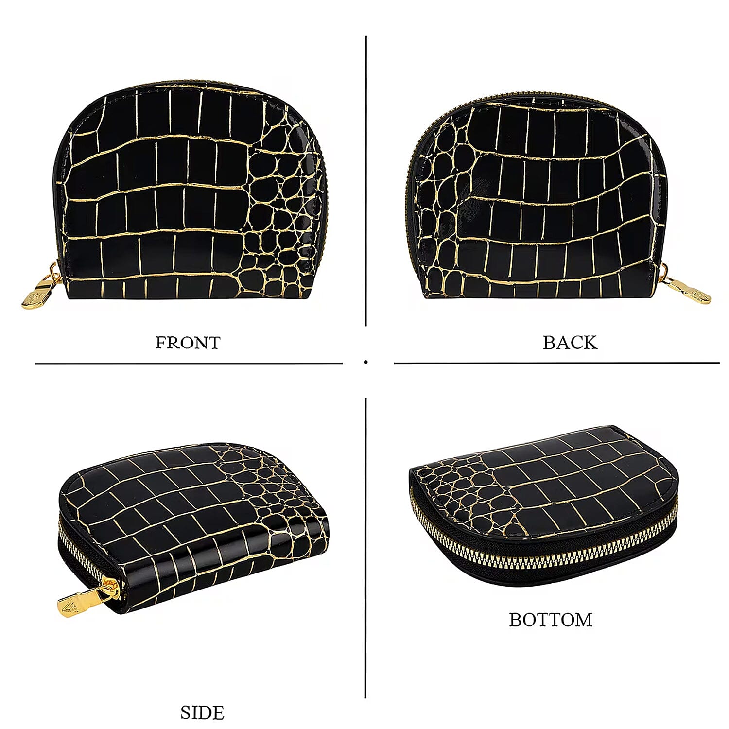 La Marey Black Crocodile Faux Leather 3pcs Giftbox, Ladies Wallet and 2pcs Card Wallets