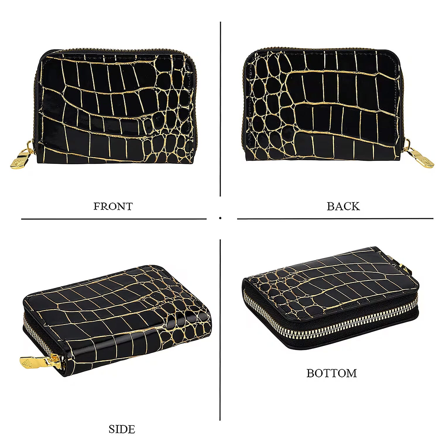 La Marey Black Crocodile Faux Leather 3pcs Giftbox, Ladies Wallet and 2pcs Card Wallets