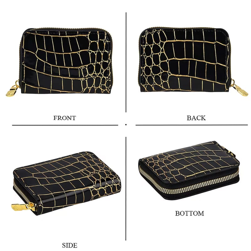 La Marey Black Crocodile Faux Leather 3pcs Giftbox, Ladies Wallet and 2pcs Card Wallets