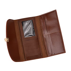 La marey Brown Crocodile Pattern Faux Leather Wallet and 2pcs Card Bag