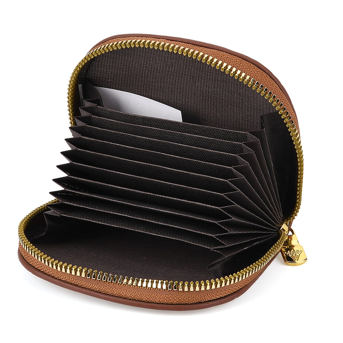 La marey Brown Crocodile Pattern Faux Leather Wallet and 2pcs Card Bag image number 4