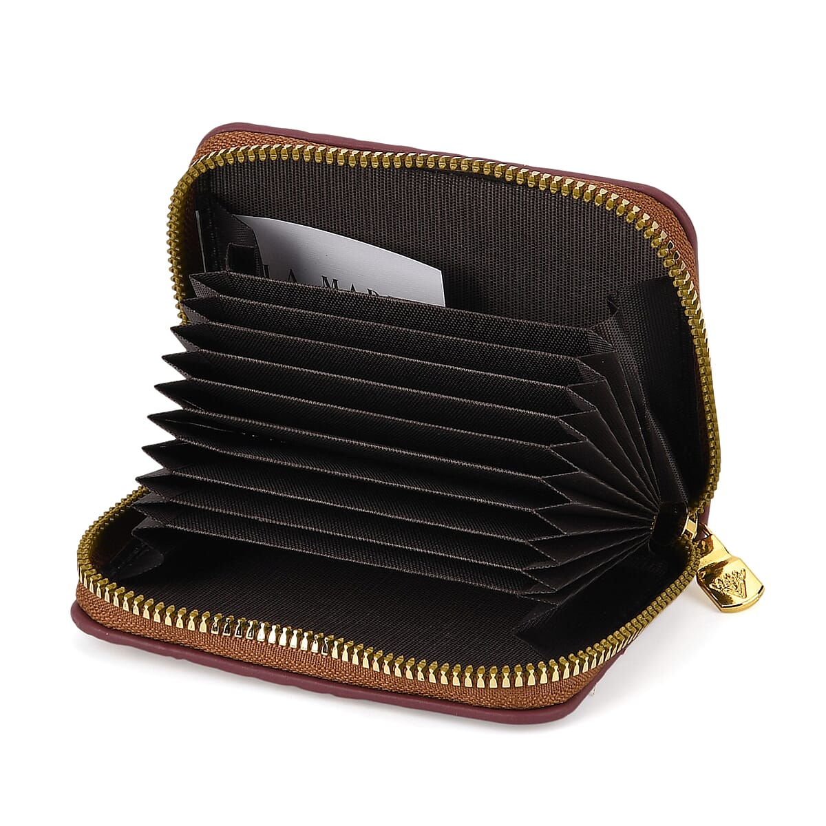 La marey Brown Crocodile Pattern Faux Leather Wallet and 2pcs Card Bag image number 6