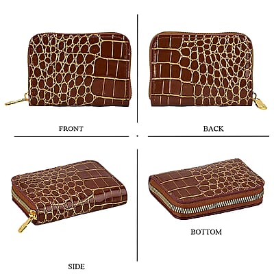 La Marey Brown Crocodile Faux Leather 3pcs Giftbox, Ladies Wallet and 2pcs Card Wallets