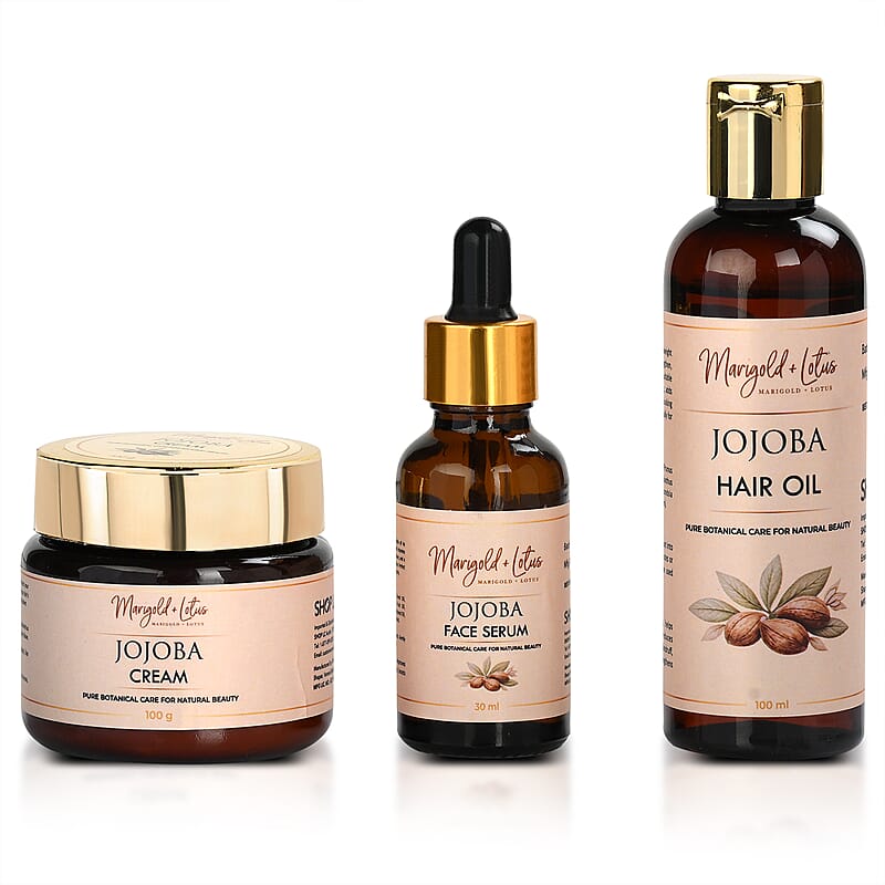 Marigold & Lotus Jojoba Trio Set - Jojoba Oil, Jojoba Cream and Jojoba Serum