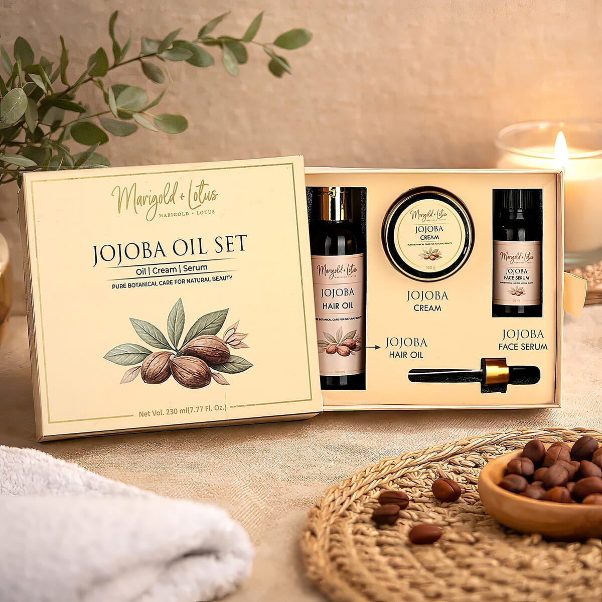 Marigold & Lotus Jojoba Trio Set - Jojoba Oil, Jojoba Cream and Jojoba Serum image number 1