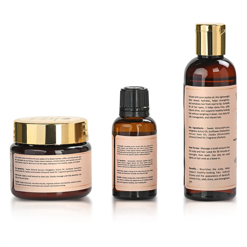 Marigold & Lotus Jojoba Trio Set - Jojoba Oil, Jojoba Cream and Jojoba Serum
