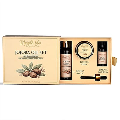 Marigold & Lotus Jojoba Trio Set - Jojoba Oil, Jojoba Cream and Jojoba Serum