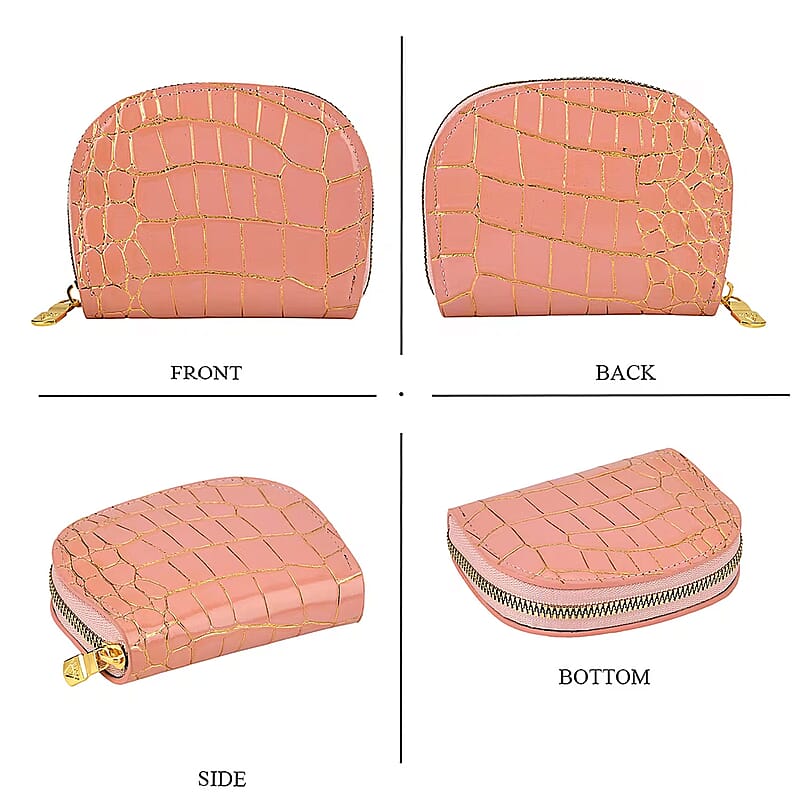 La Marey Pink Crocodile Faux Leather 3pcs Giftbox, Ladies Wallet and 2pcs Card Wallets