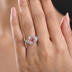 D'Joy Morganique Quartz (Triplet) and White Topaz 5.00 ctw Ring in Platinum Over Sterling Silver (Size 10.0)