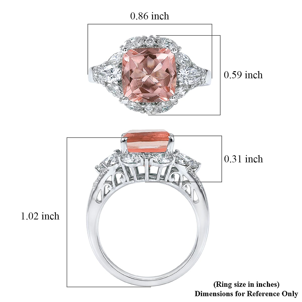 D'Joy Morganique Quartz (Triplet) and White Topaz 5.00 ctw Ring in Platinum Over Sterling Silver (Size 10.0) image number 5