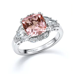 D'Joy Morganique Quartz (Triplet) and White Topaz 5.00 ctw Ring in Platinum Over Sterling Silver (Size 5.0)