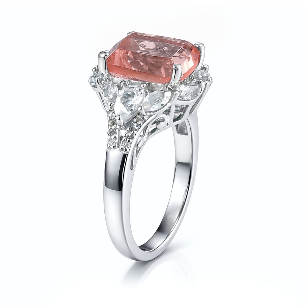 D'Joy Morganique Quartz (Triplet) and White Topaz 5.00 ctw Ring in Platinum Over Sterling Silver (Size 6.0) image number 3