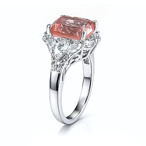 D'Joy Morganique Quartz (Triplet) and White Topaz 5.00 ctw Ring in Platinum Over Sterling Silver (Size 6.0)