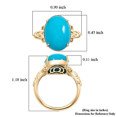 Certified & Appraised AAA Sleeping Beauty Turquoise Solitaire Ring in 10K Yellow Gold 6.86 ctw (Size 10.0)