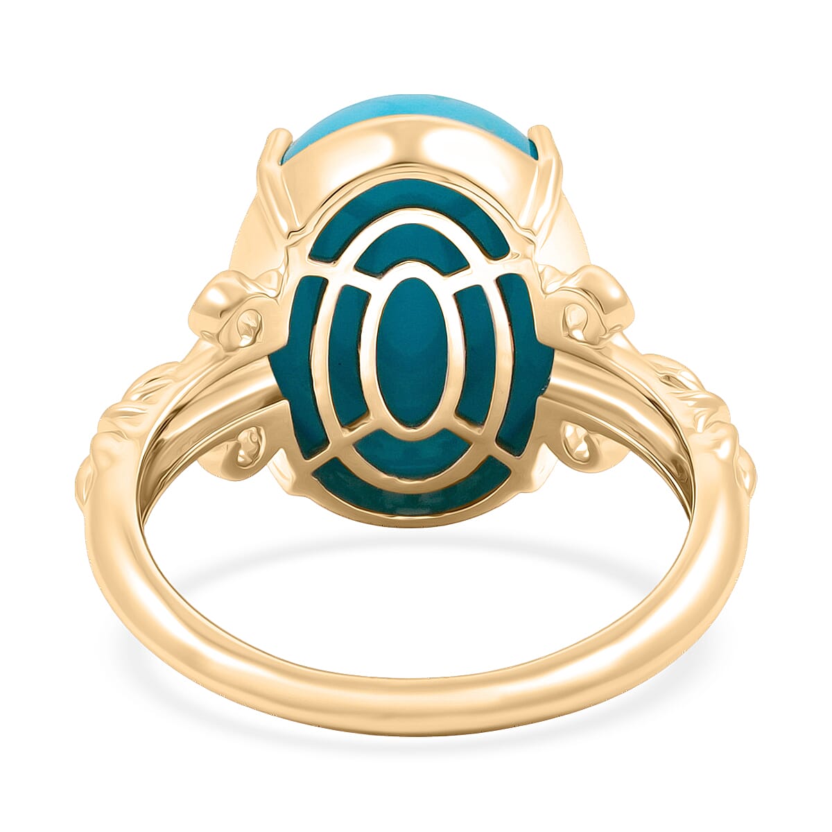 Certified & Appraised AAA Sleeping Beauty Turquoise 6.86 ctw Solitaire Ring in 10K Yellow Gold (Size 8.0) image number 4