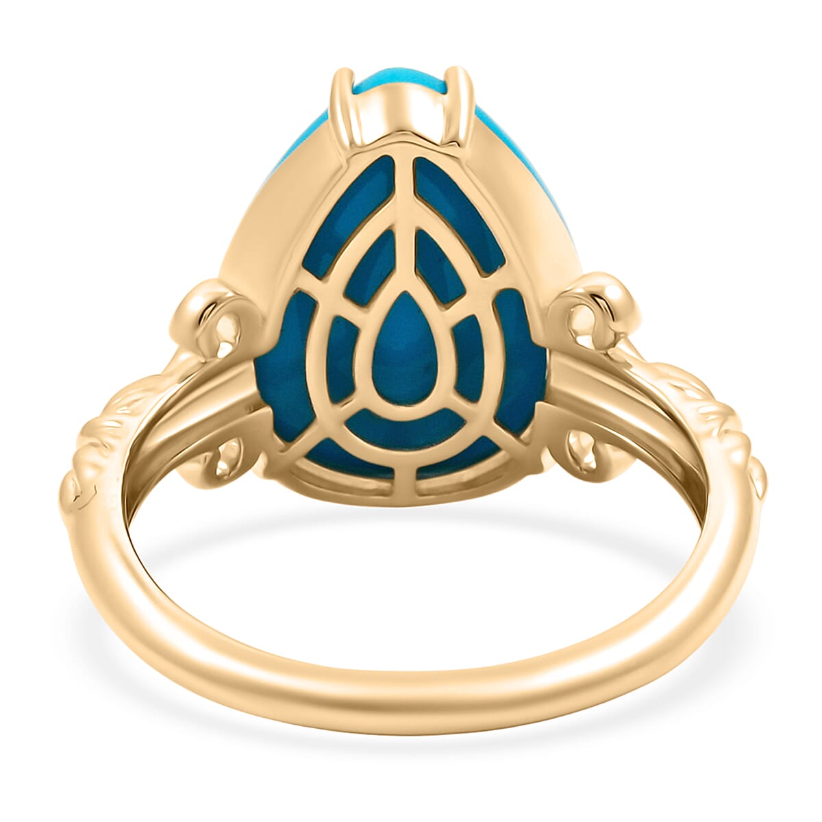 Certified & Appraised AAA Sleeping Beauty Turquoise 6.35 ctw Solitaire Ring in 10K Yellow Gold (Size 8.0) image number 4