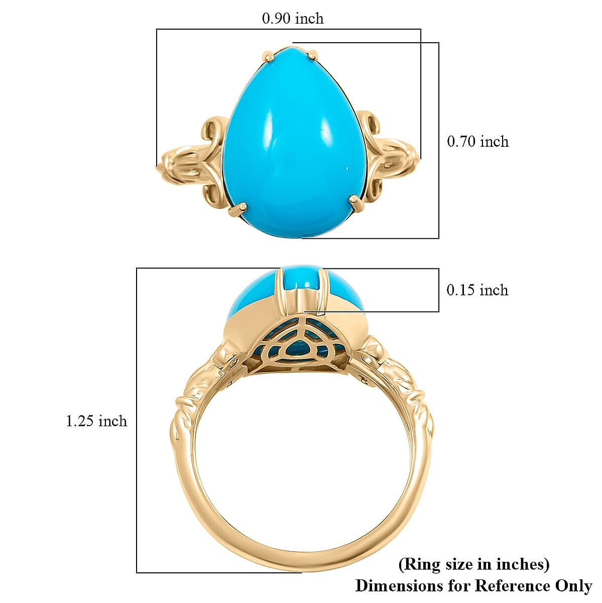 Certified & Appraised AAA Sleeping Beauty Turquoise 6.35 ctw Solitaire Ring in 10K Yellow Gold (Size 9.5) image number 5