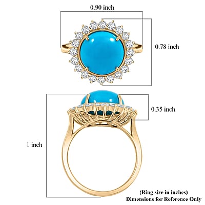 Certified & Appraised AAA Sleeping Beauty Turquoise and Luxuriant Lab Grown Diamond E-F VS 6.35 ctw Ring in 10K Yellow Gold (Size 10.0)