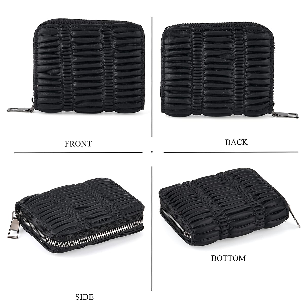 La Marey Black Faux Leather Pleated Phone Bag with Woven Strap image number 3