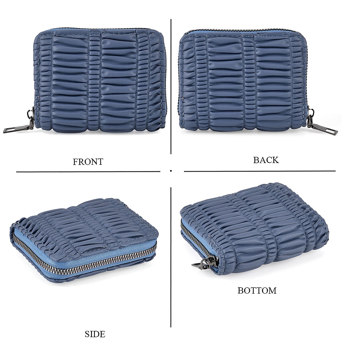 La Marey Navy Faux Leather Pleated Phone Bag with Woven Strap image number 3