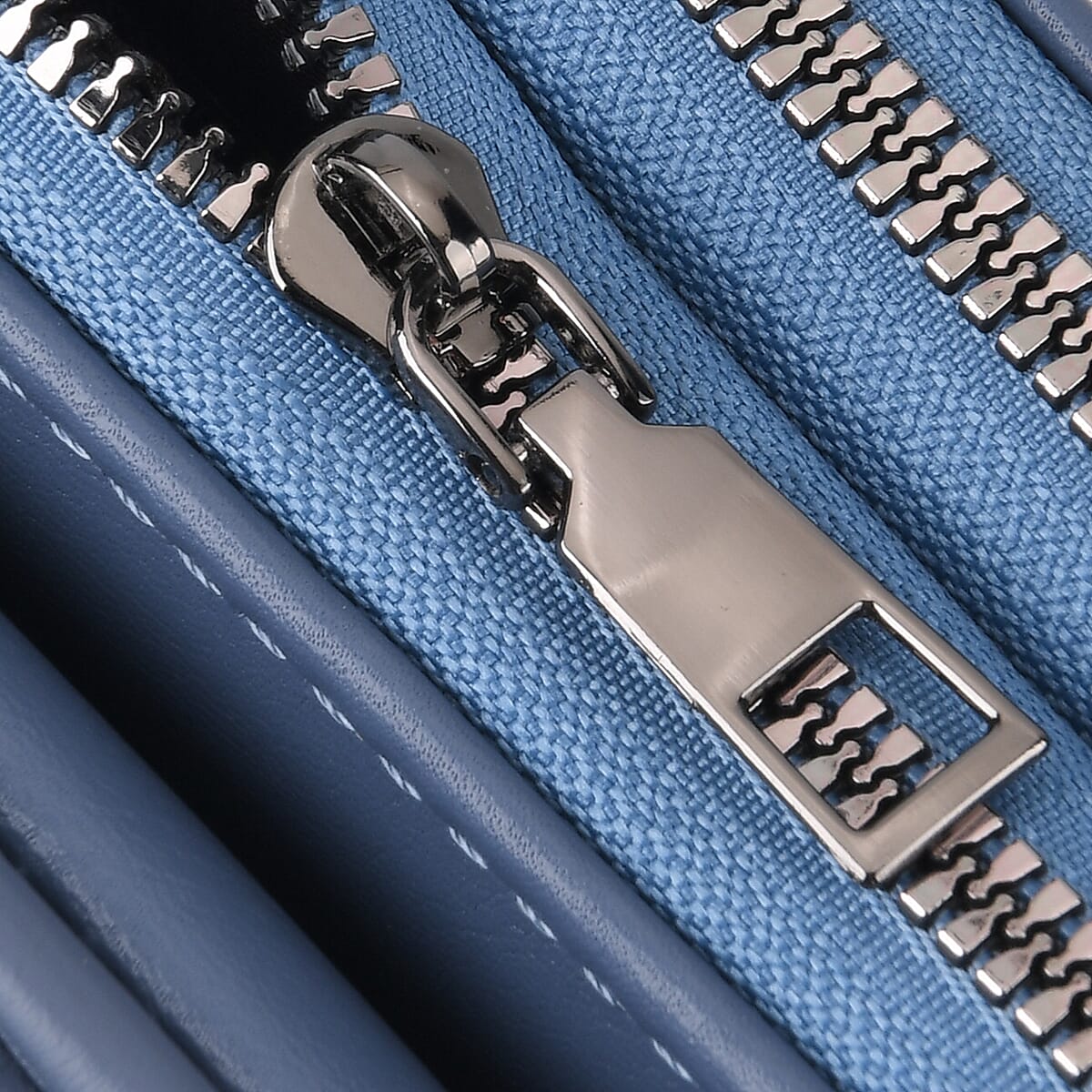 La Marey Navy Faux Leather Pleated Phone Bag with Woven Strap image number 5