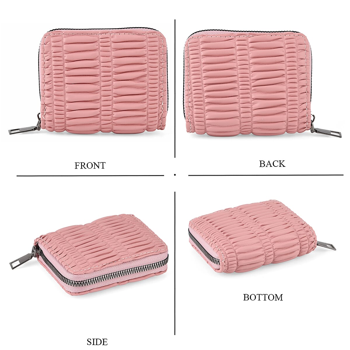 La Marey Pink Faux Leather Pleated Phone Bag with Woven Strap image number 3