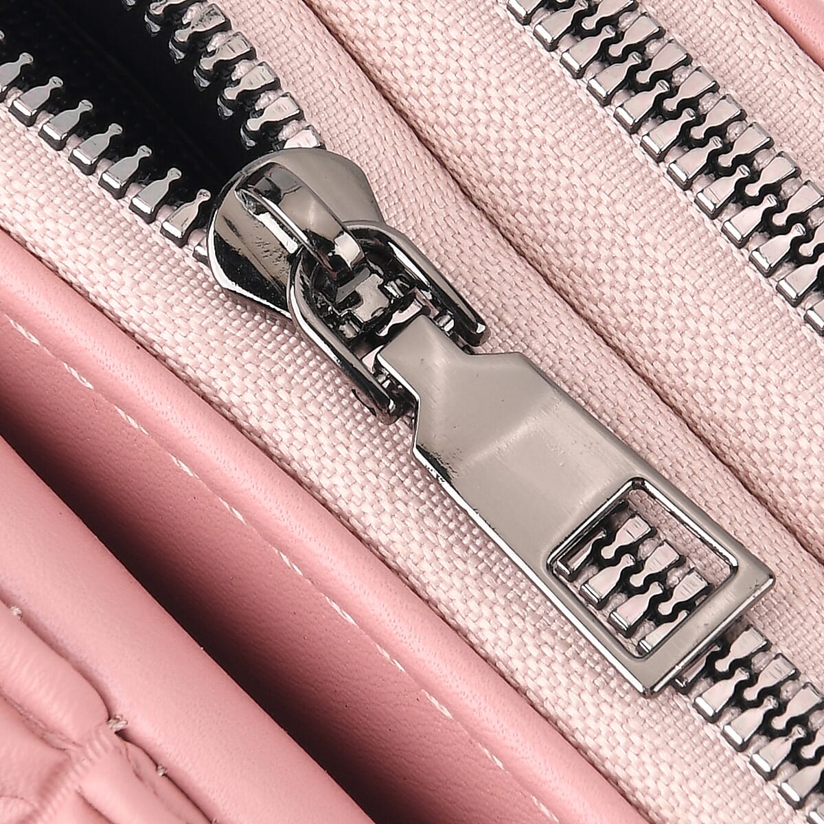 La Marey Pink Faux Leather Pleated Phone Bag with Woven Strap image number 5