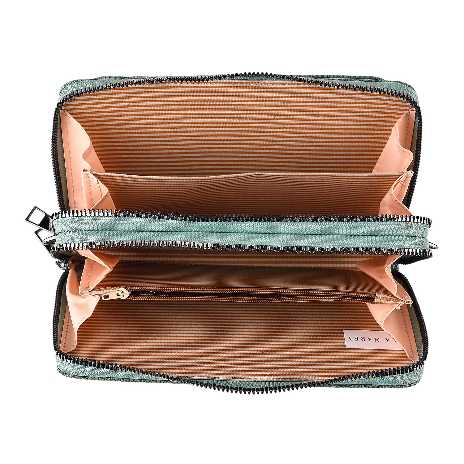 La Marey Green Snake Pattern Faux Leather Horizontal Wallet with Woven Strap