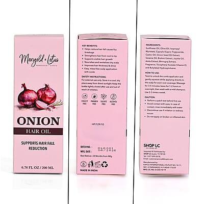 Marigold & Lotus Onion Oil Supports Hair Fall Reduction 6.76oz