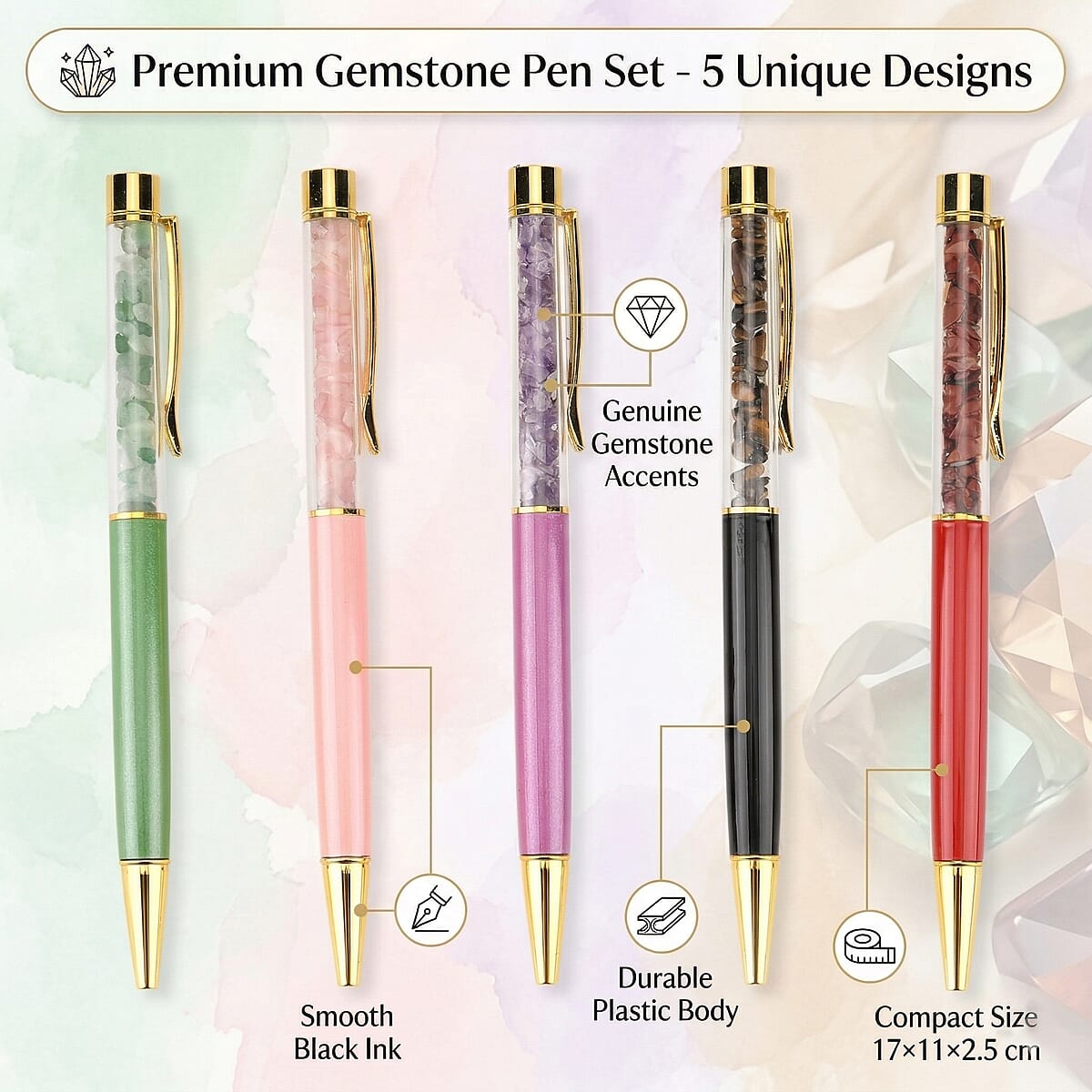 Livmore Multi-Gemstone Set of 5 Ball Point Pen image number 5
