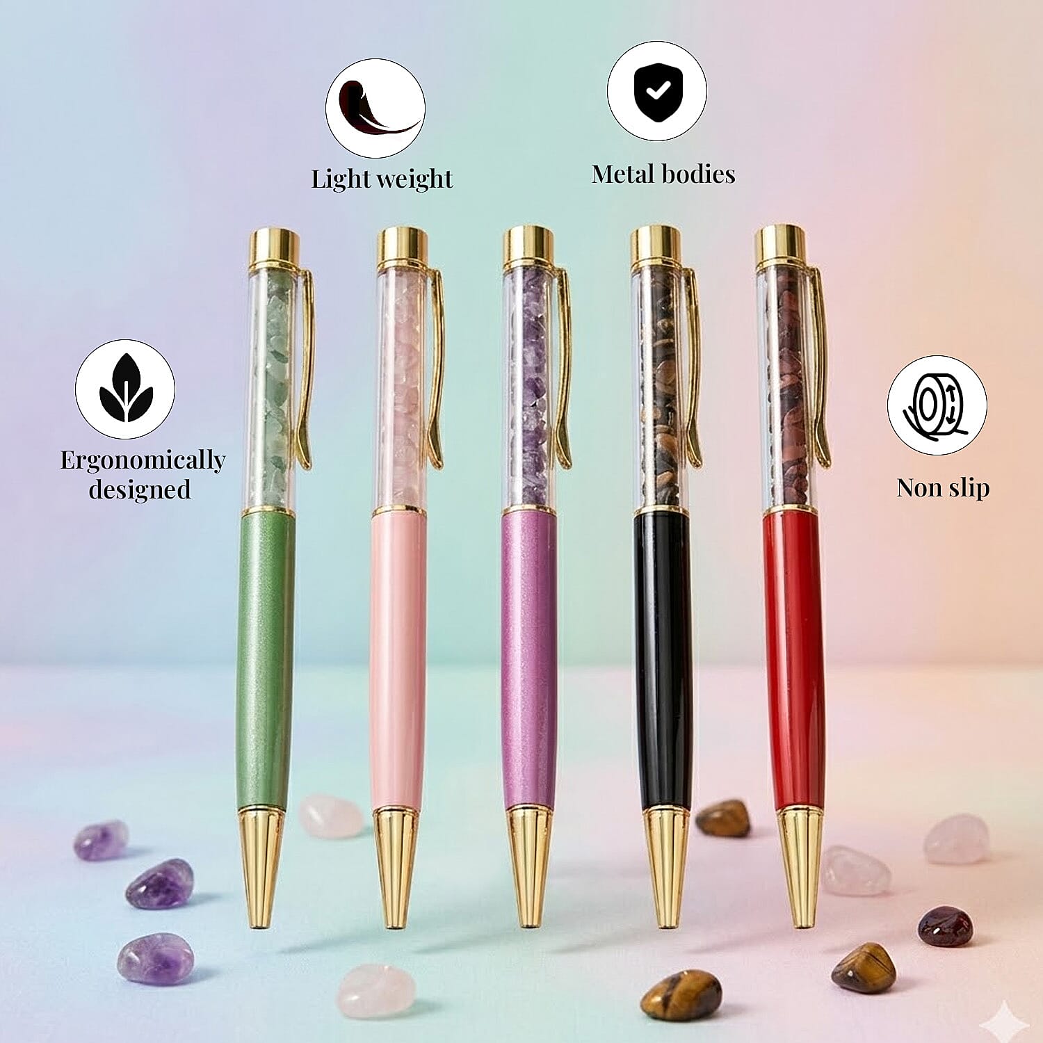 Livmore Multi-Gemstone Set of 5 Ball Point Pen