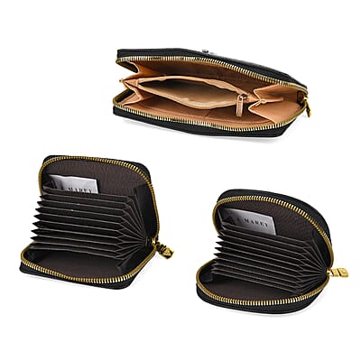 La Marey Black Crocodile Faux Leather 3pcs Giftbox, Wallet and 2pcs Card Wallets