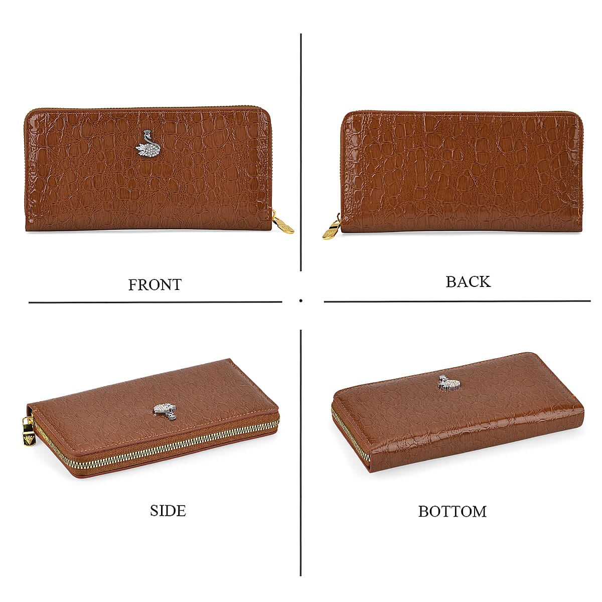 La Marey Brown Crocodile Faux Leather 3pcs Giftbox, Wallet and 2pcs Card Wallets image number 1