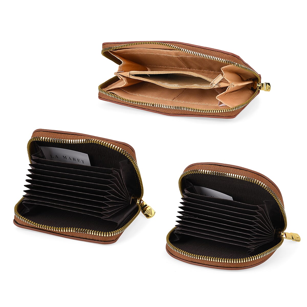 La Marey Brown Crocodile Faux Leather 3pcs Giftbox, Wallet and 2pcs Card Wallets image number 4