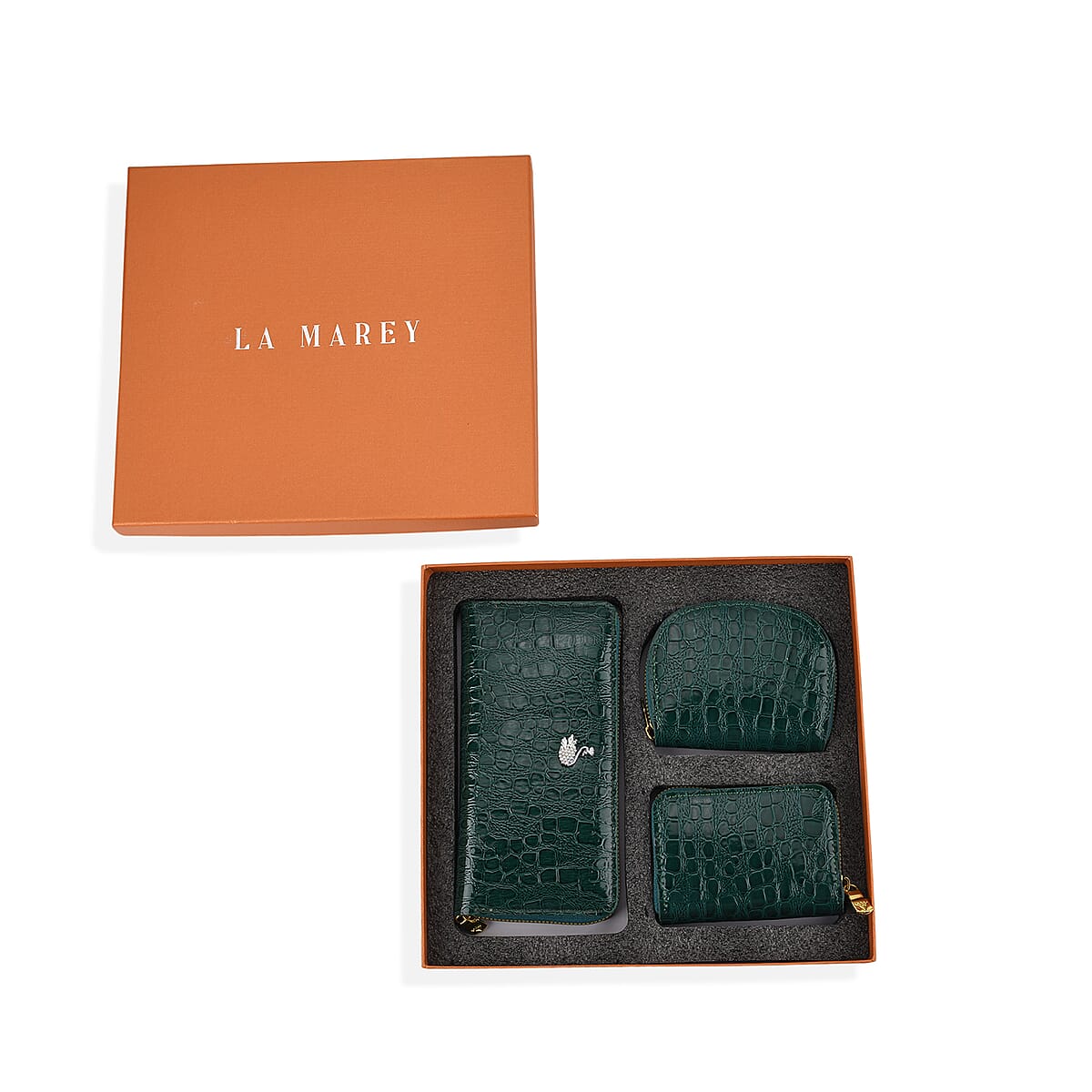 La Marey Green Crocodile Faux Leather 3pcs Giftbox, Wallet and 2pcs Card Wallets image number 6