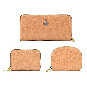 La Marey Beige Crocodile Faux Leather 3pcs Giftbox, Wallet and 2pcs Card Wallets