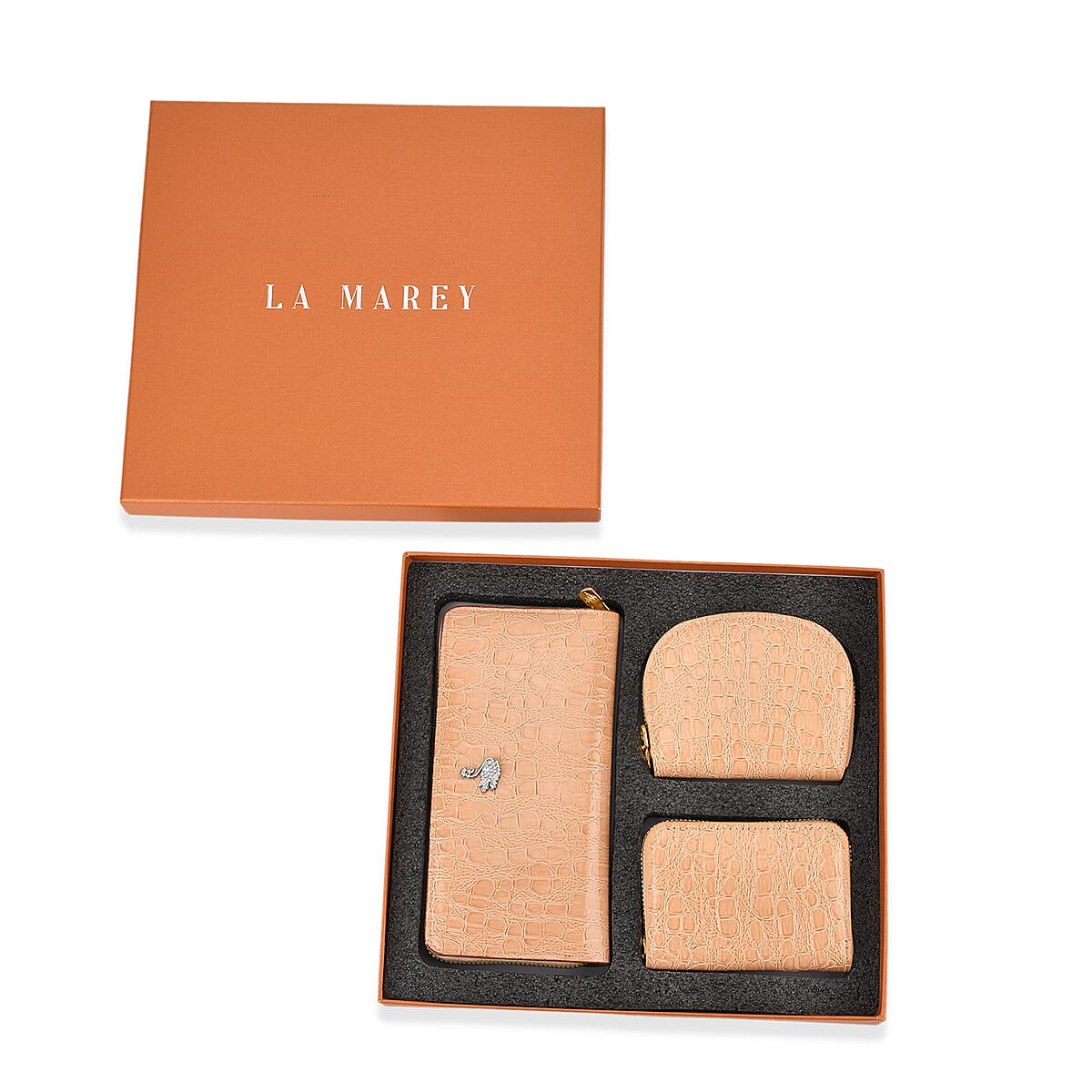 La Marey Beige Crocodile Faux Leather 3pcs Giftbox, Wallet and 2pcs Card Wallets image number 6