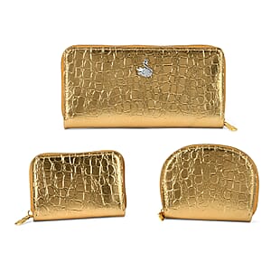 La Marey Gold Crocodile Faux Leather 3pcs Giftbox, Wallet and 2pcs Card Wallets