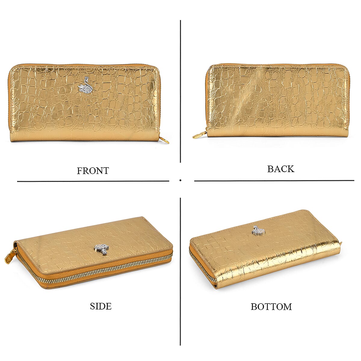 La Marey Gold Crocodile Faux Leather 3pcs Giftbox, Wallet and 2pcs Card Wallets image number 2
