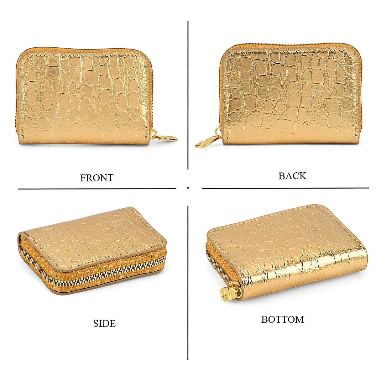 La Marey Gold Crocodile Faux Leather 3pcs Giftbox, Wallet and 2pcs Card Wallets image number 4