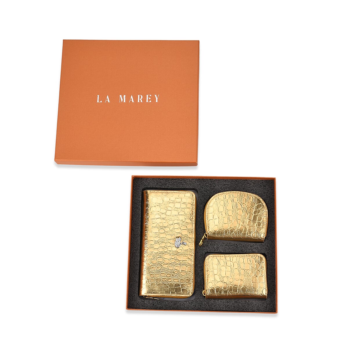 La Marey Gold Crocodile Faux Leather 3pcs Giftbox, Wallet and 2pcs Card Wallets image number 6