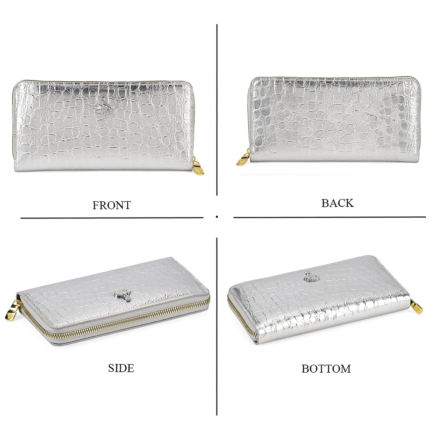 La Marey Silver Crocodile Faux Leather 3pcs Giftbox, Wallet and 2pcs Card Wallets