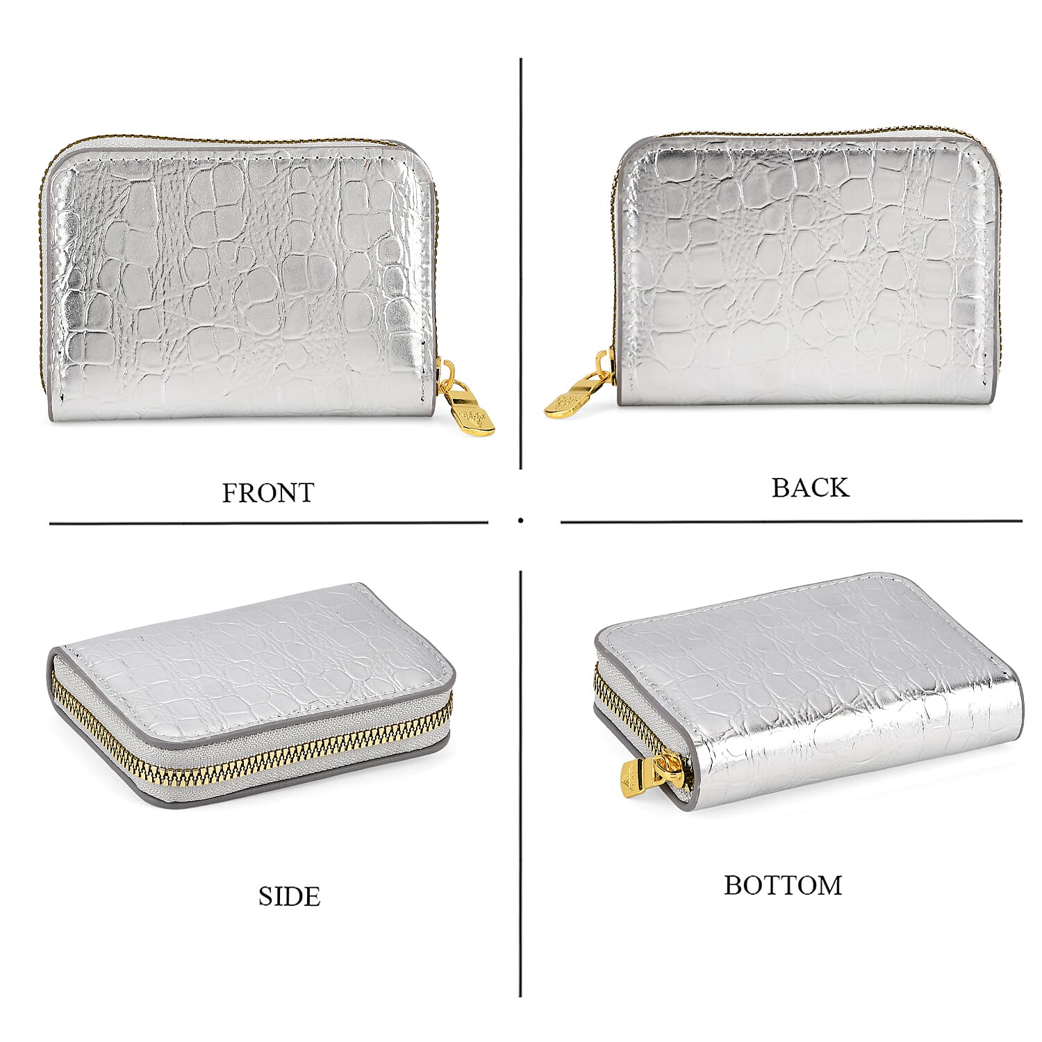 La Marey Silver Crocodile Faux Leather 3pcs Giftbox, Wallet and 2pcs Card Wallets